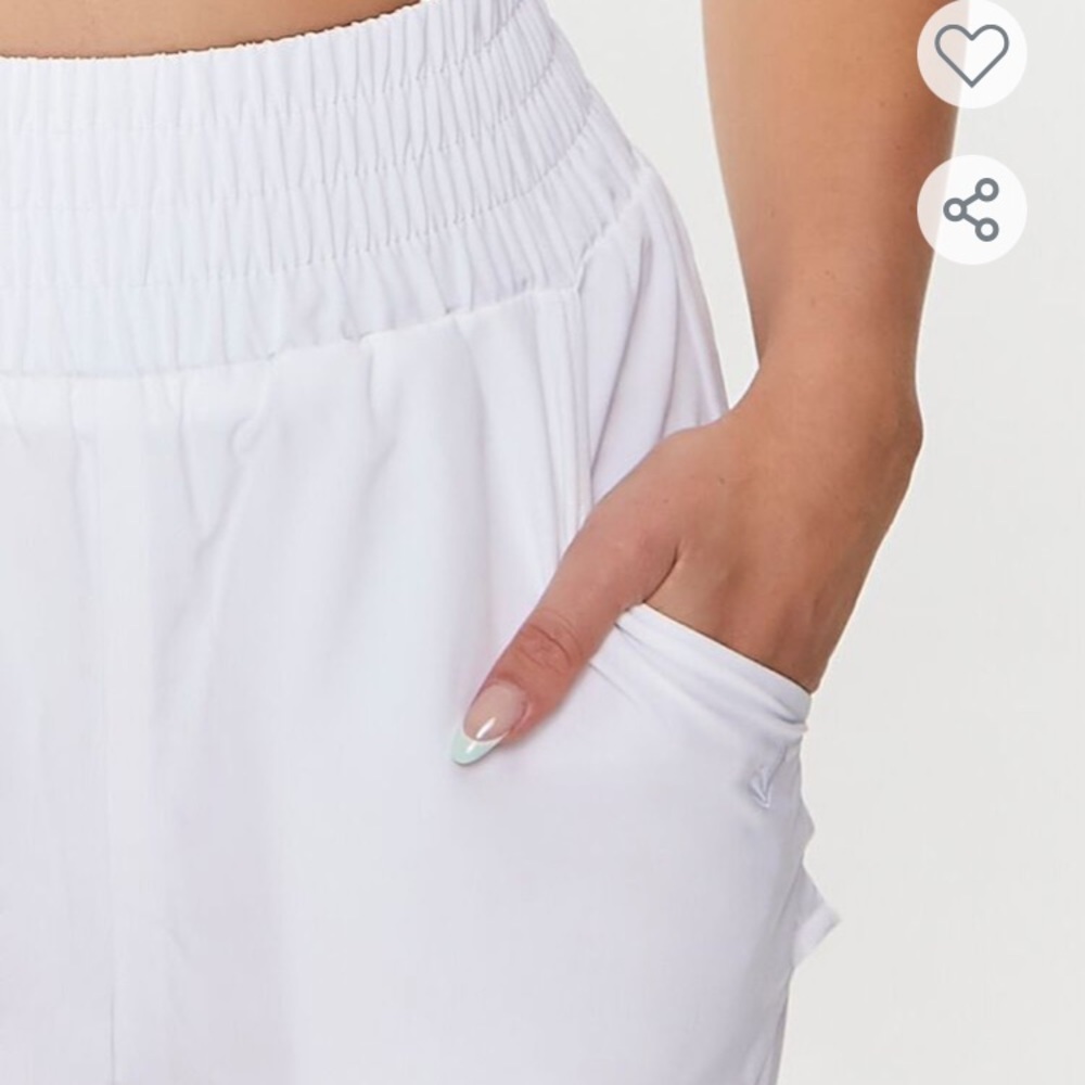 White Layered Active Running Shorts Pockets M - Picture 5 of 6